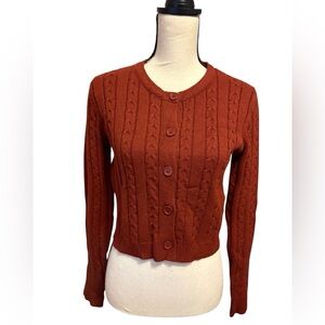 Truth by Republic Rust Cable-Knit Button Front Women's Sweater Cardigan